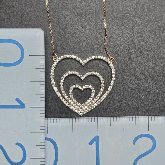 Gold Tone Triple Heart Pendant Necklace (NWOT) - Picture 6 of 6